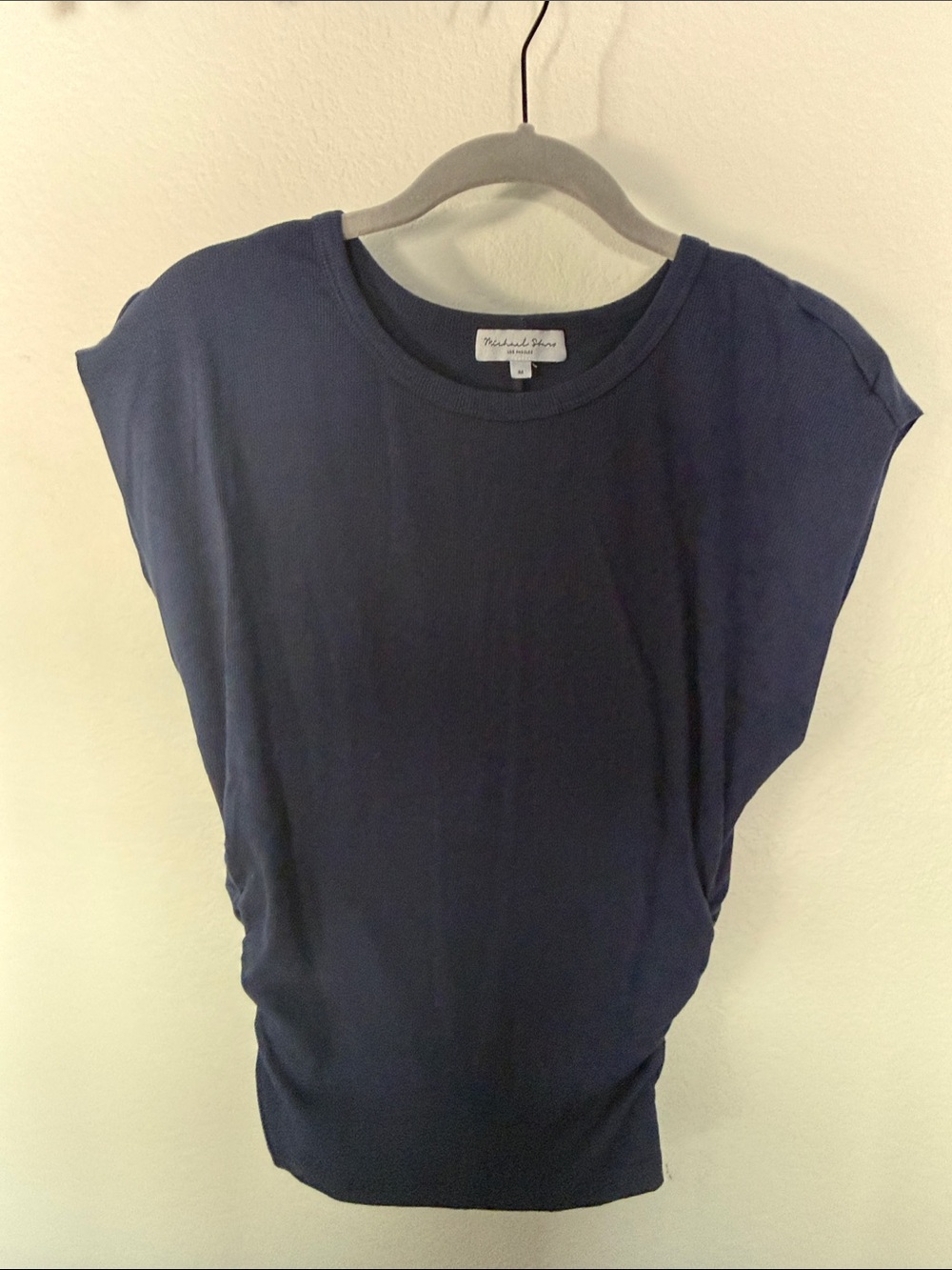 Micheal StarsNavy Ruched Boxy Top